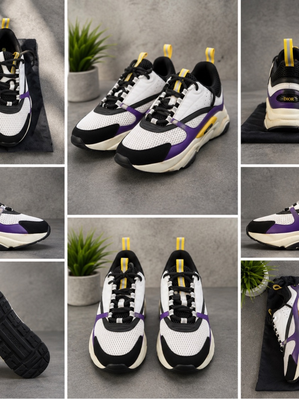 Women’s Chunky Athletic Sneakers — White, Black & Purple